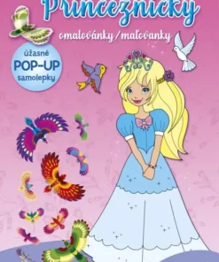 Princezničky maľovanky ružový zošit + pop-up samolepky